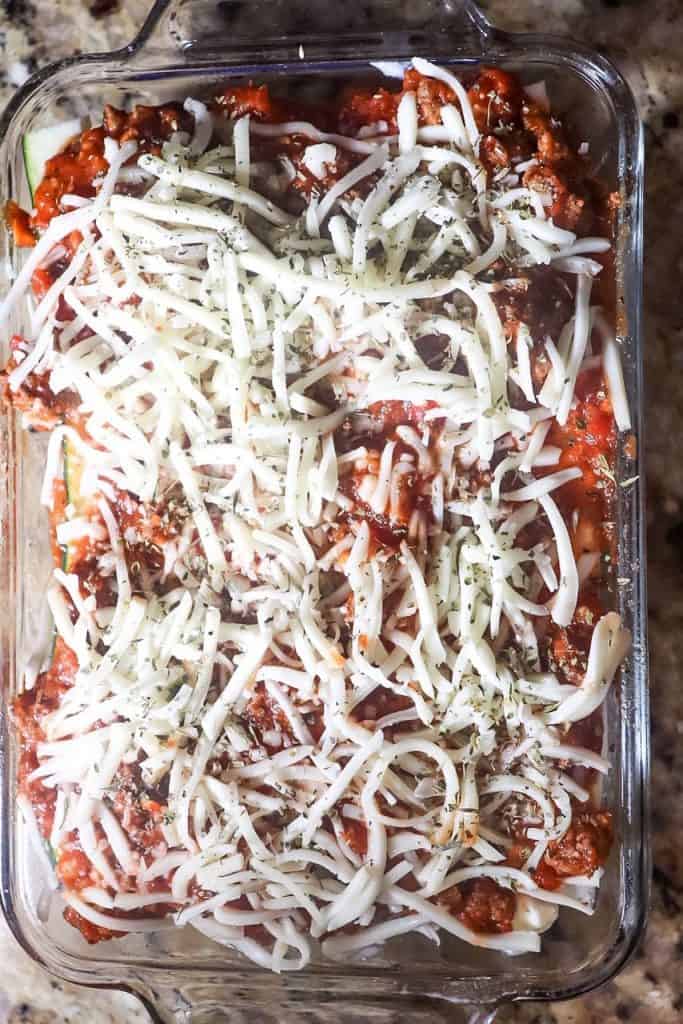 picture of zucchini lasagna before being placed in oven