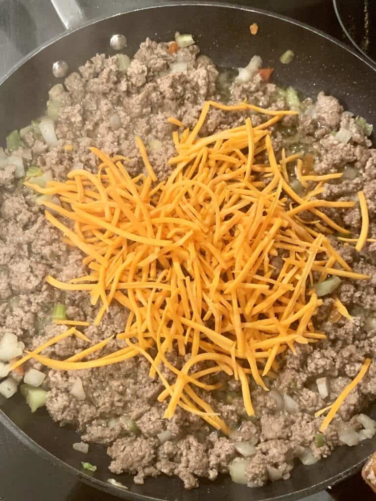 shredded carrots added to ground beef 