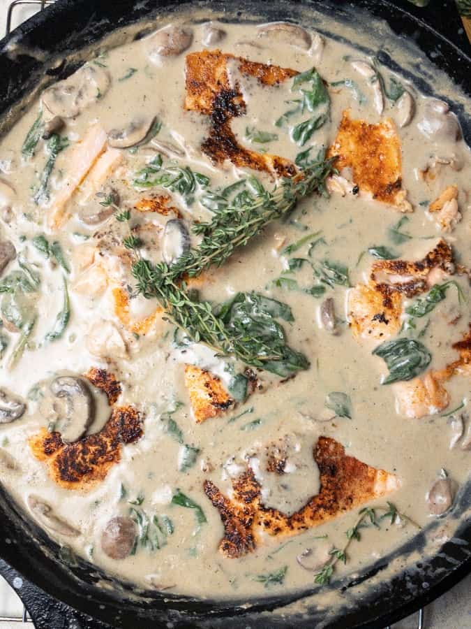 salmon with mushroom cream sauce