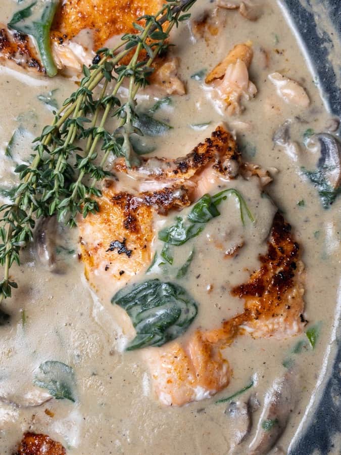 salmon with mushroom cream sauce