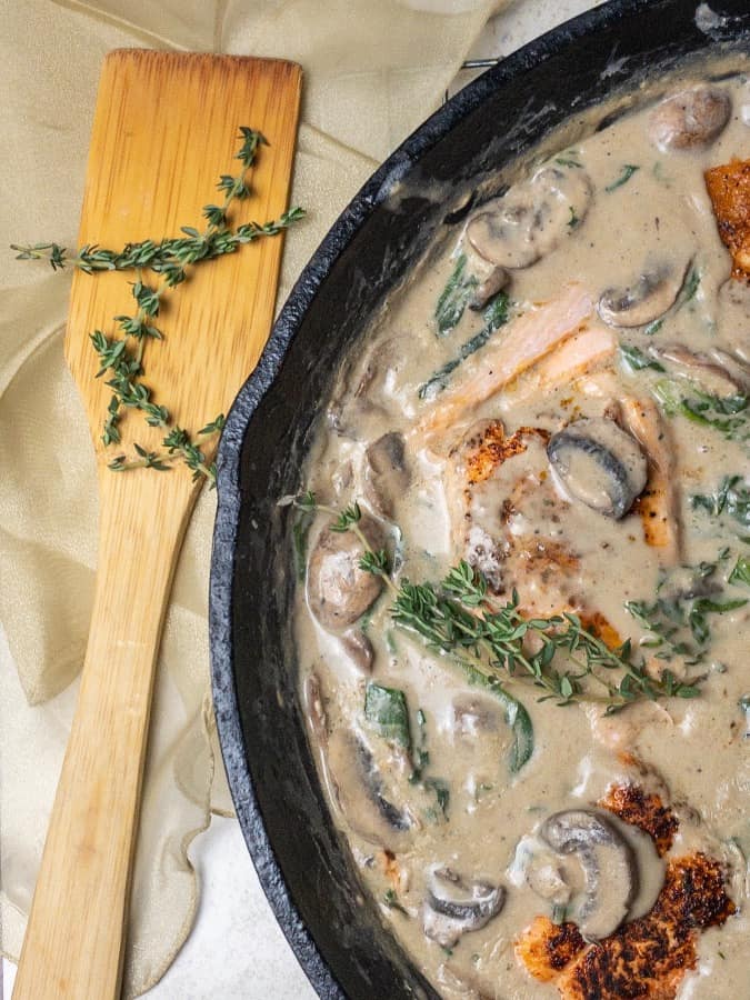 salmon with mushroom cream sauce