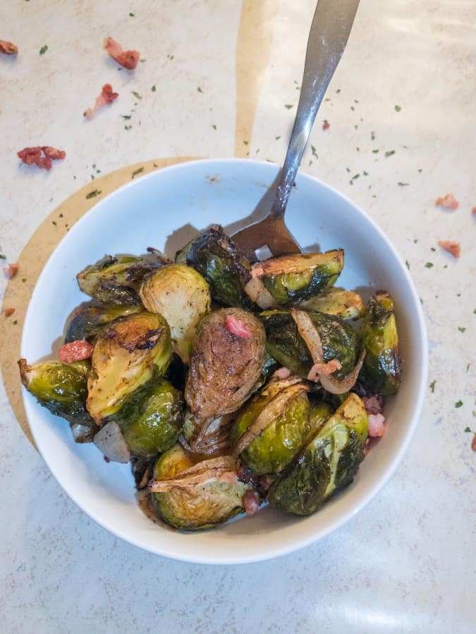 brussel sprouts, onions, balsamic