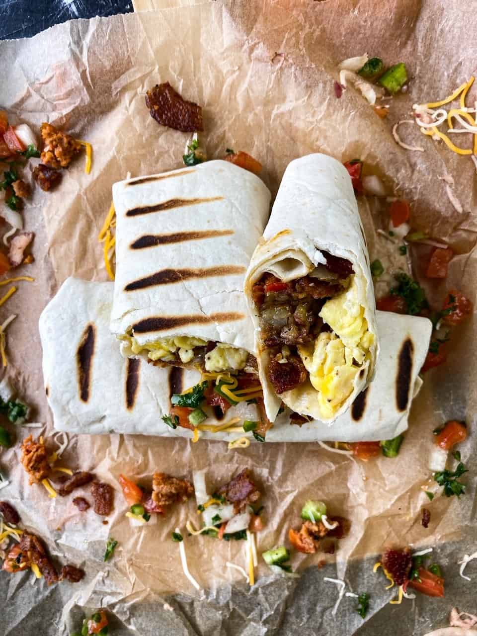Cheesy Bacon Loaded Breakfast Burritos - Razzle Dazzle Life