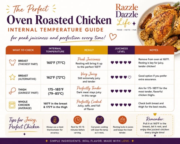a chart with tips and temperature recommendations 