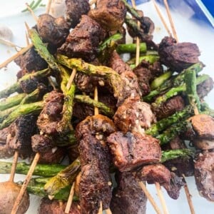Steak Skewers with Mushrooms and Asparagus