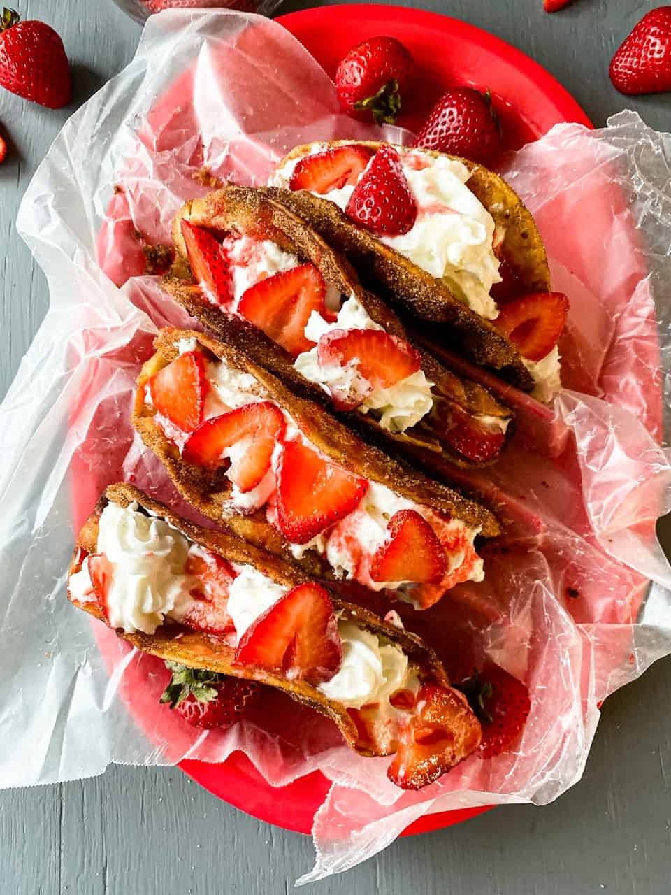 Churro Dessert Tacos with Strawberries and Cream Razzle Dazzle Life
