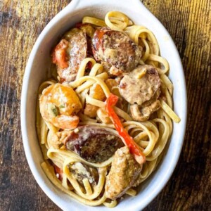 Creamy Rasta Pasta with Smoked Sausage and Chicken