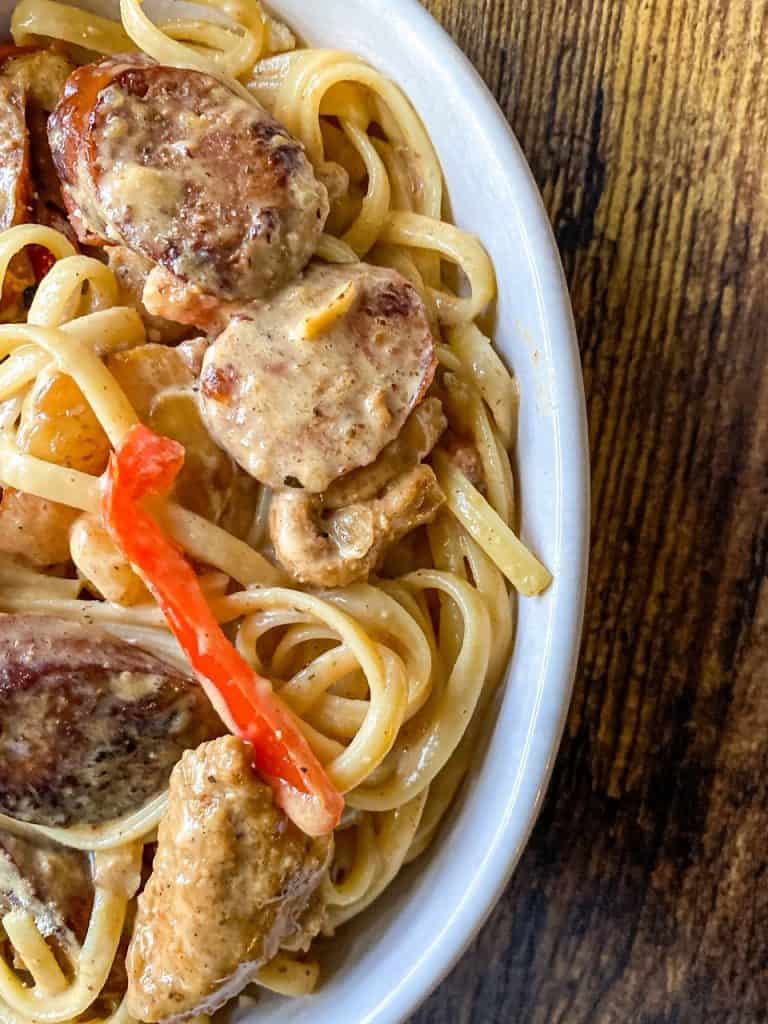 Creamy Rasta Pasta with Smoked Sausage and Chicken