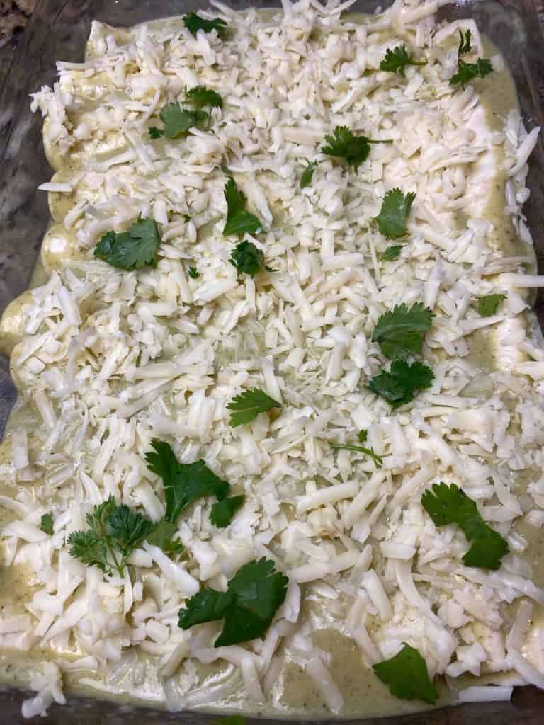 Green chile chicken enchiladas
