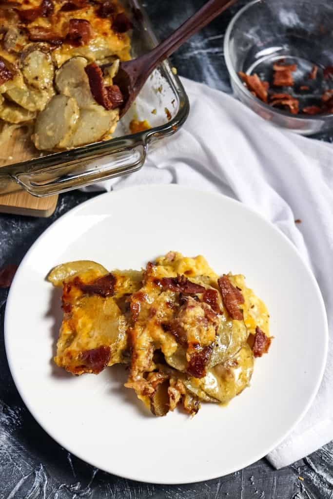 Cheesy Bacon Ranch Scalloped Potatoes plated