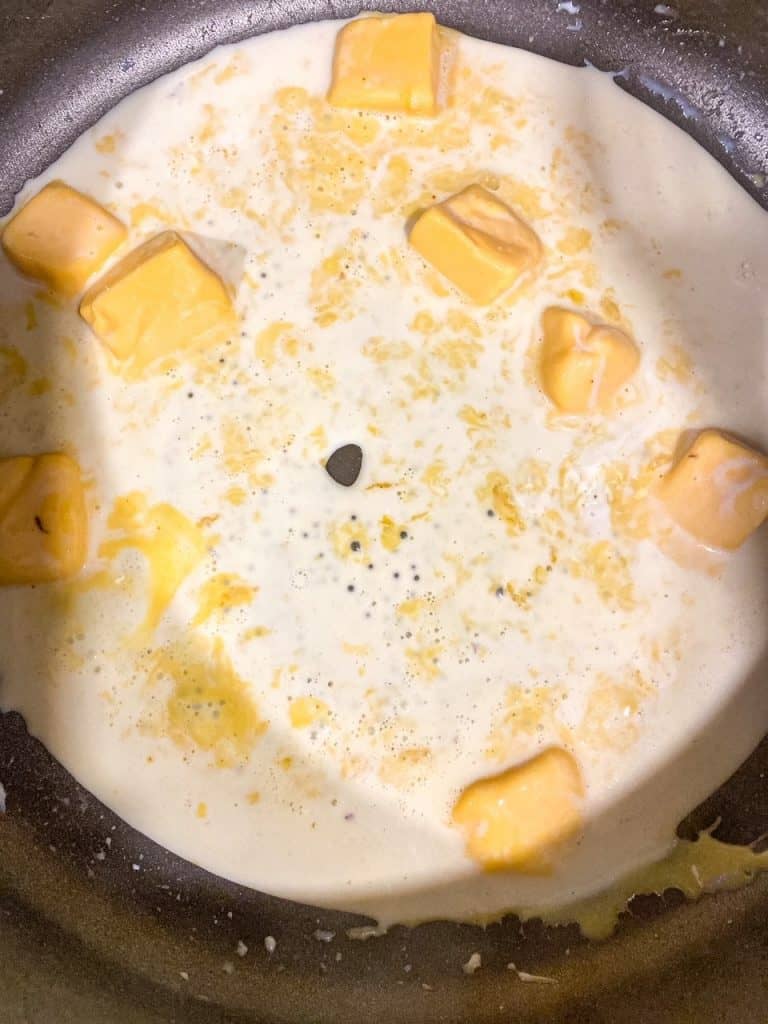 cheese melting in a pan