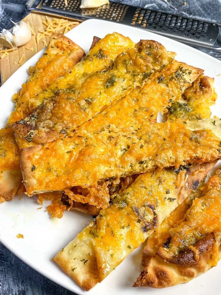 Plated Air Fryer Cheesy Garlic Naan Bread