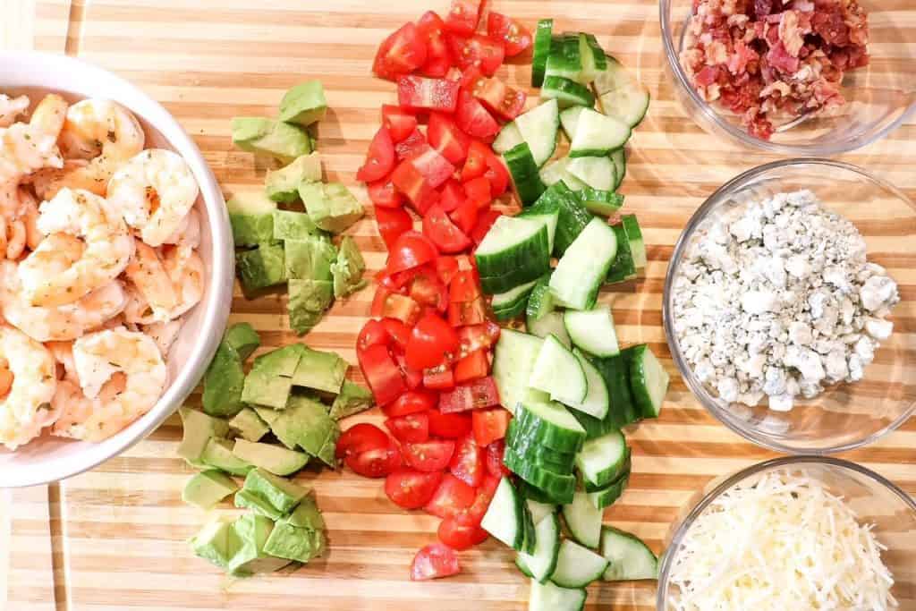assorted ingredients for cobb salad recipe