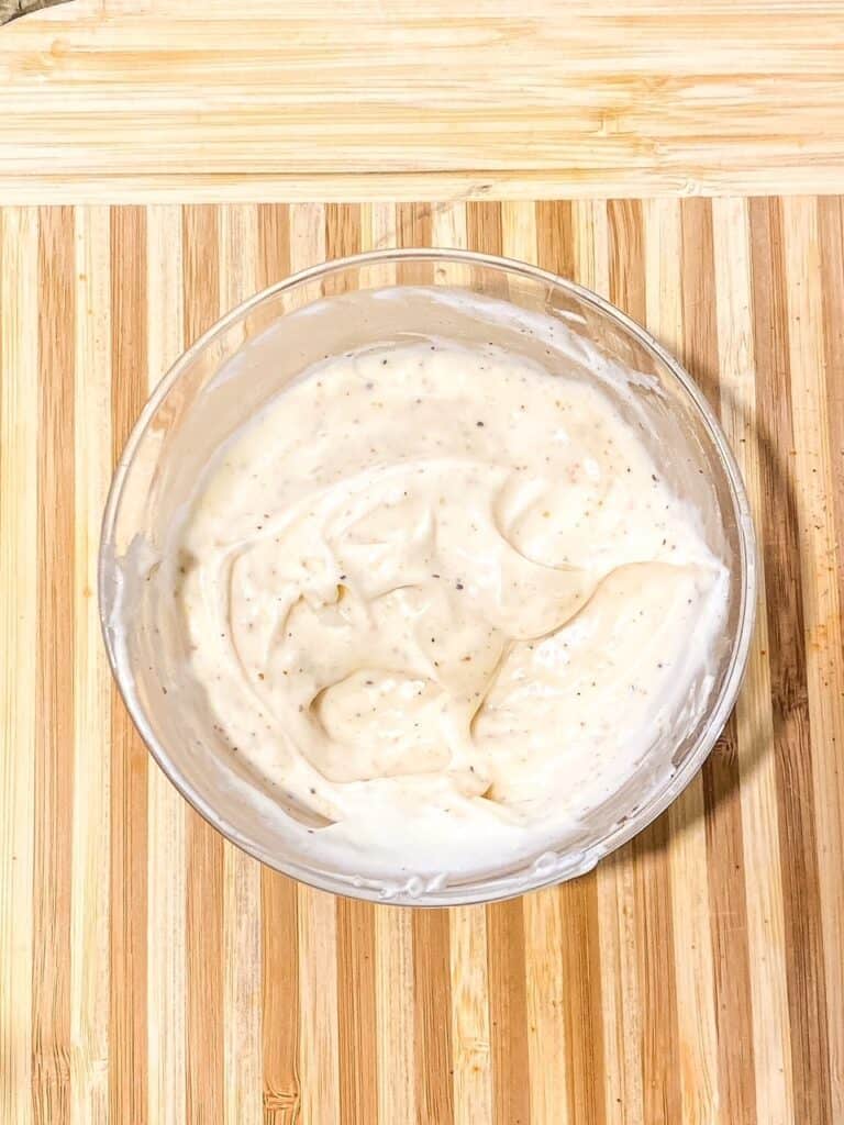 garlic aioli in a bowl