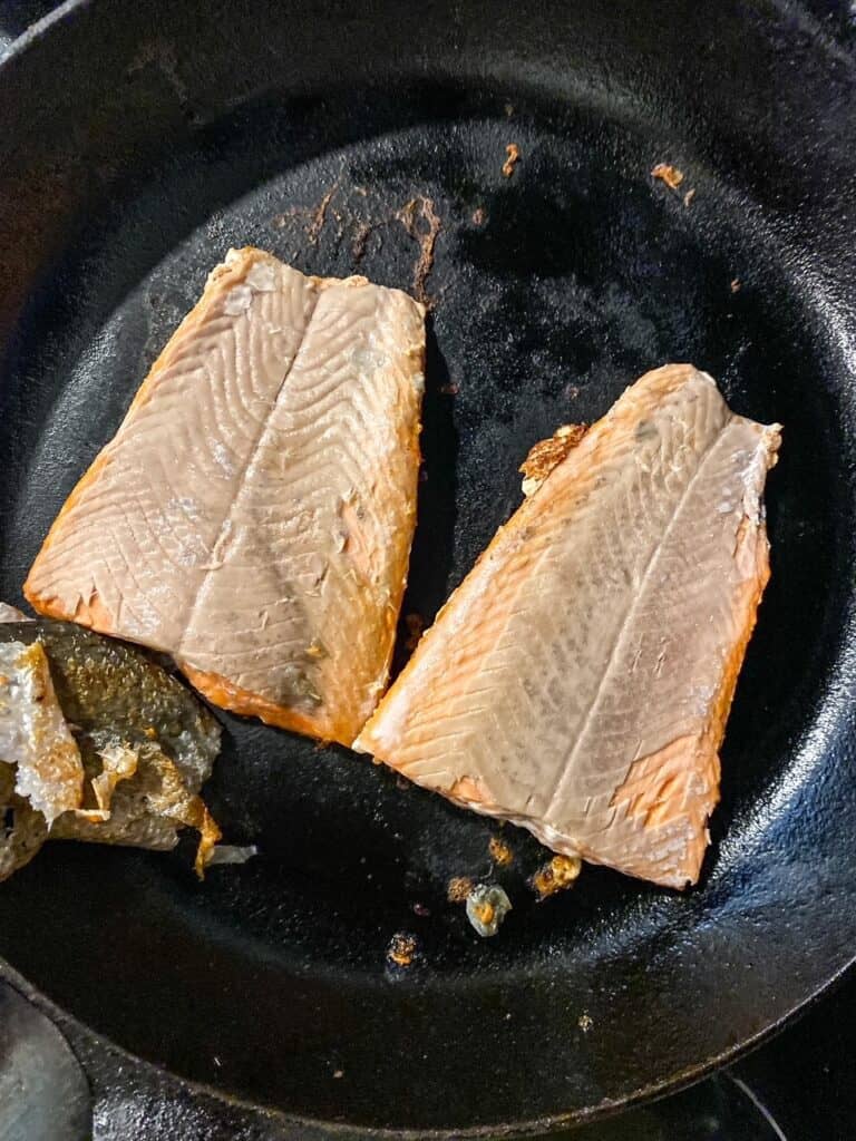 blackening salmon in a cast iron skillet