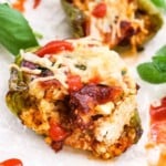 close-up of chicken parmesan stuffed pepper