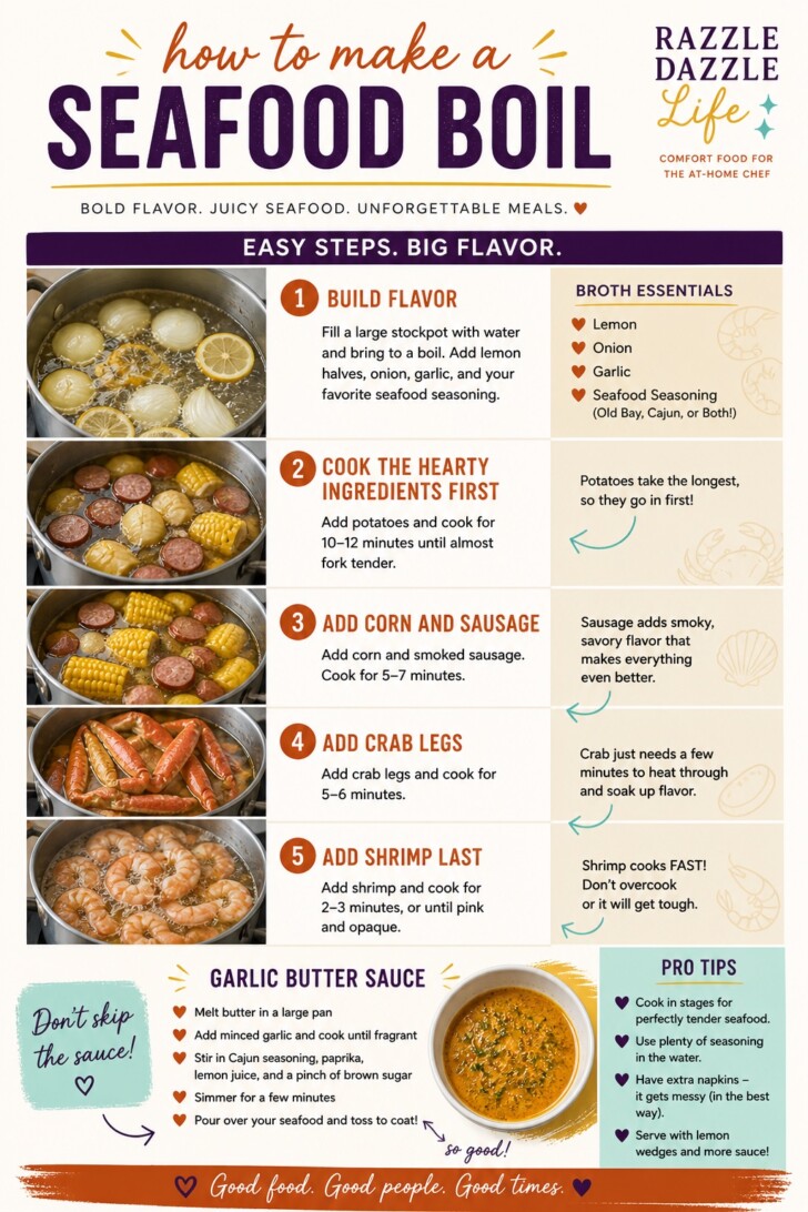 graphic of how to make a seafood boil