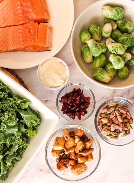 flat lay of ingredients used for kale salad