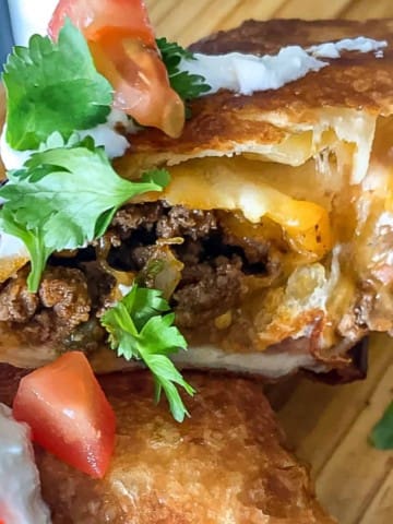 close up of beef and cheese chimichanga