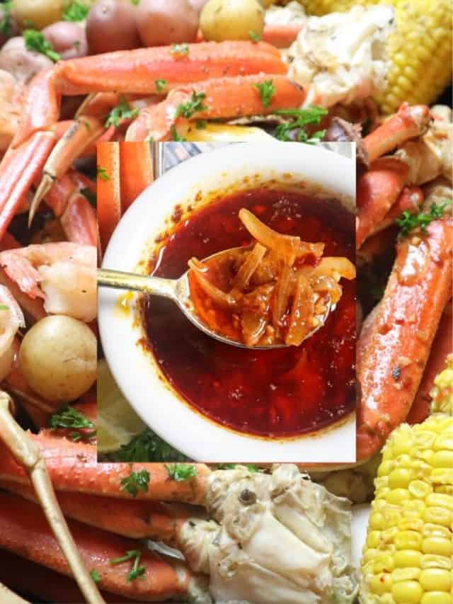 sauce for a seafood boil on a spoon