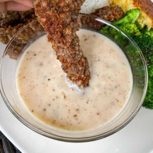 chicken fried steak fingers sipped in gravy