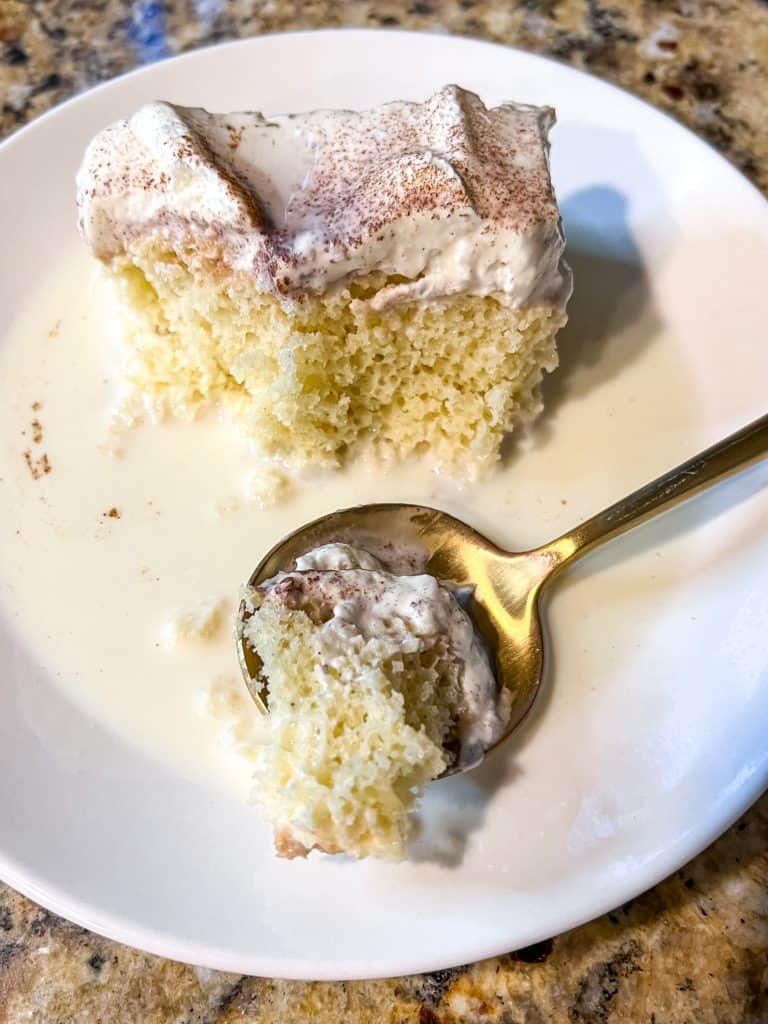 piece of eggnog cake on a small plate