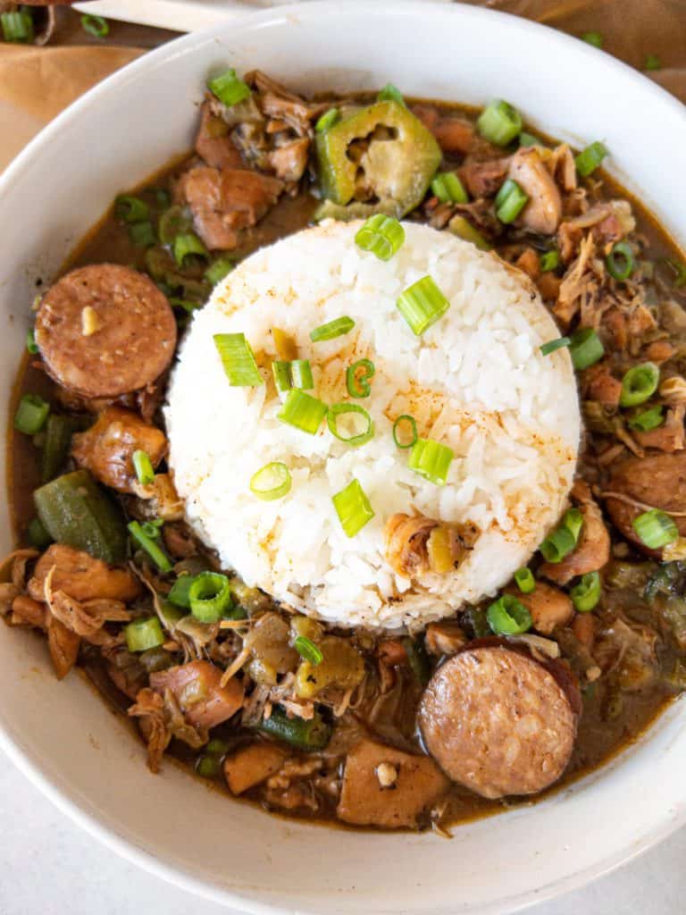 chicken and sausage gumbo with okra
