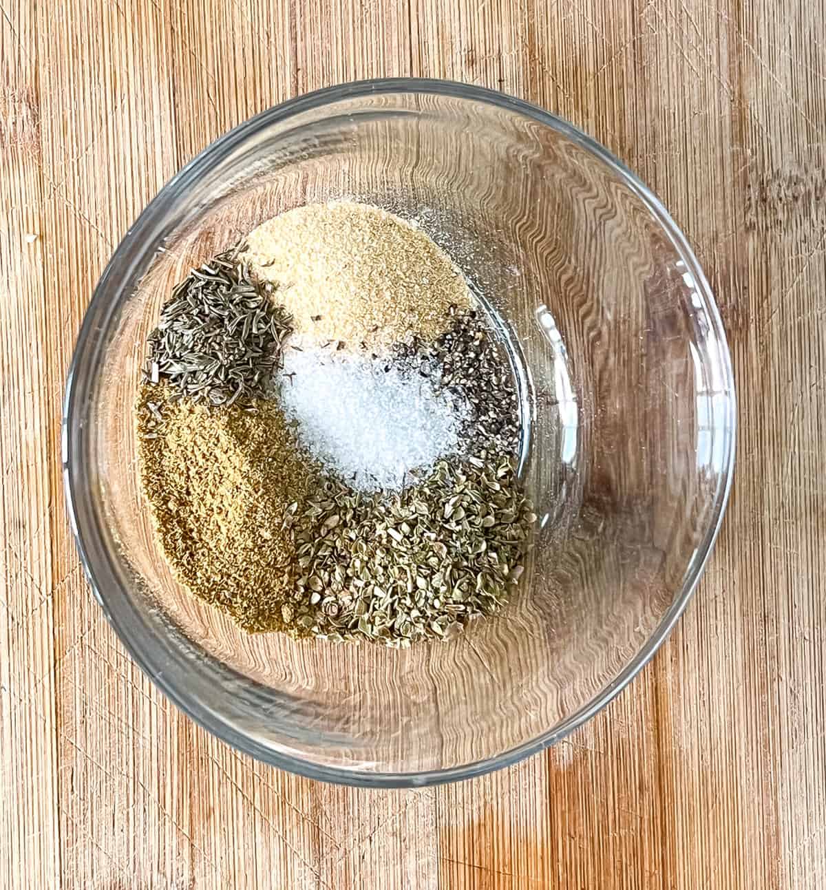 Spices in a bowl that are used for gyro meat