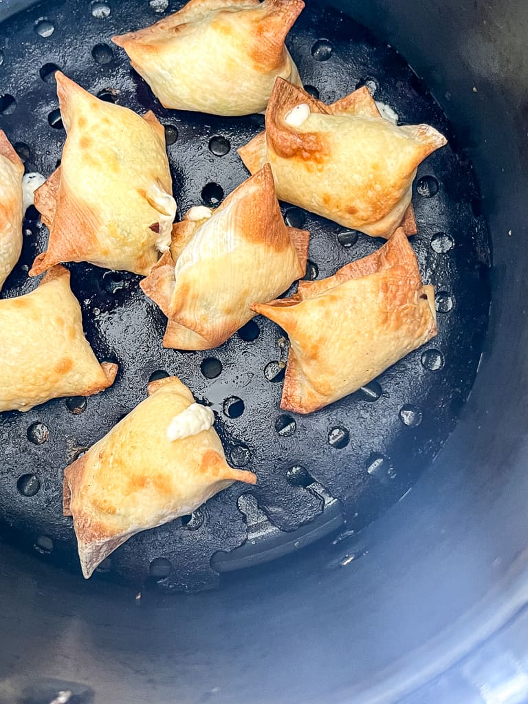 crab rangoon that have been cooked in the air fryer