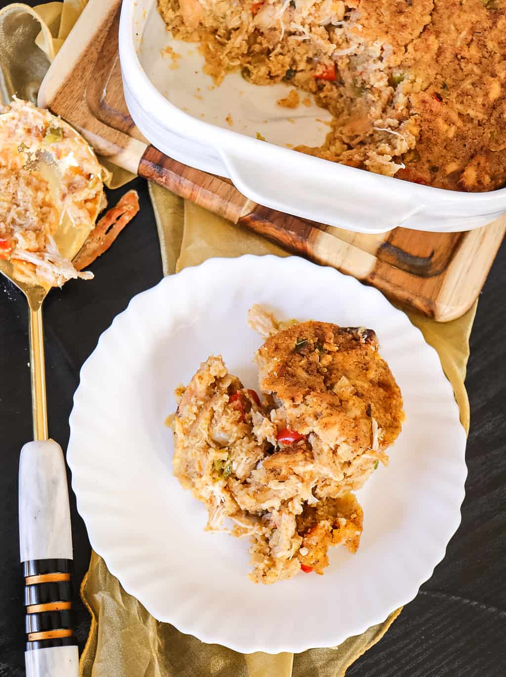 a plate of cornbread dressing