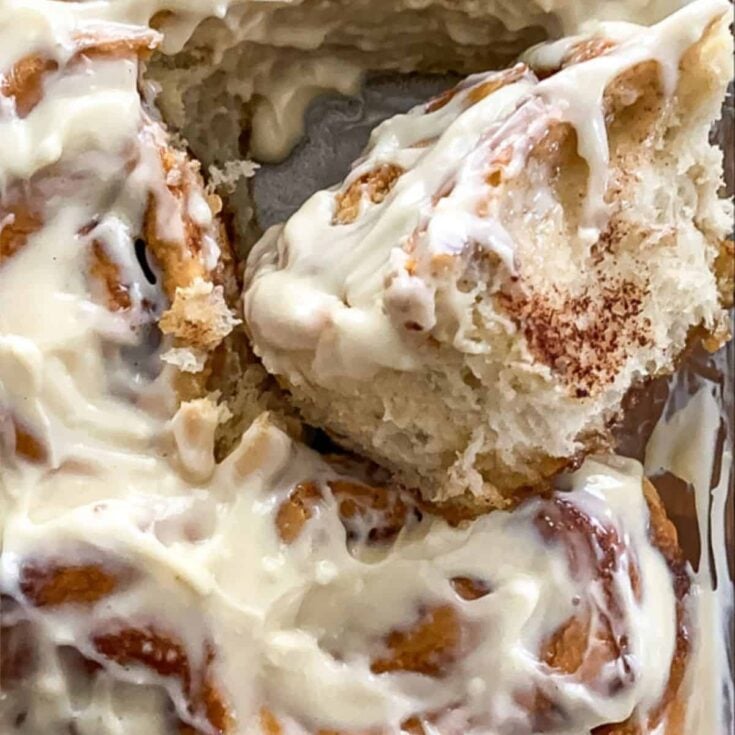 close up view of cinnamon rolls
