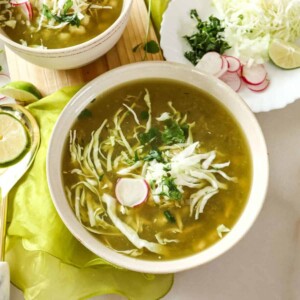 overhead view of pozole verdes
