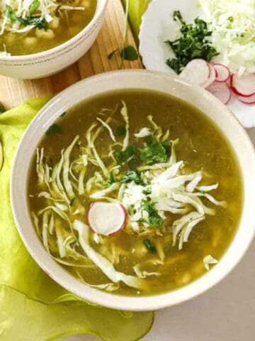 overhead view of pozole verdes