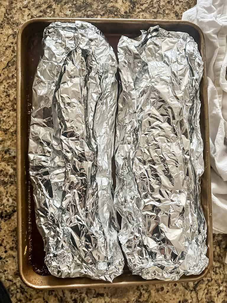 two slabs covered in foil