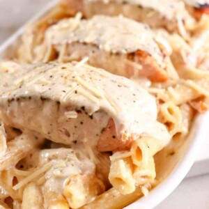 plated cajun pasta with salmon