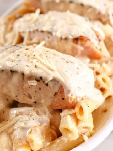 plated cajun pasta with salmon