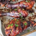 baked chicken legs on a rack
