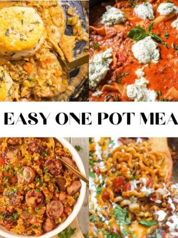 25 easy one pot meals with jambalaya, chicken pot pie, lasagna, and pasta