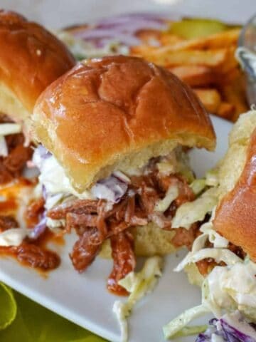 plated bbq pulled pork sliders