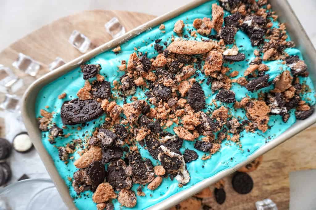 cookie monster ice cream in a loaf pan