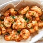 plated air fryer shrimp