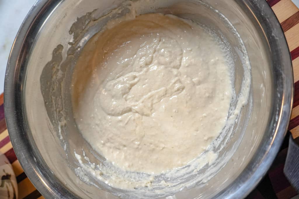 a bowl of batter used to coat Korean Corn dogs