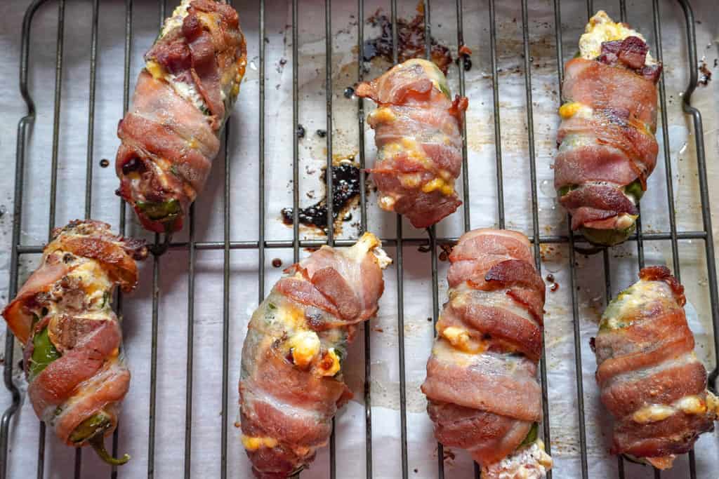 cooked Texas Twinkies on a cooling rack