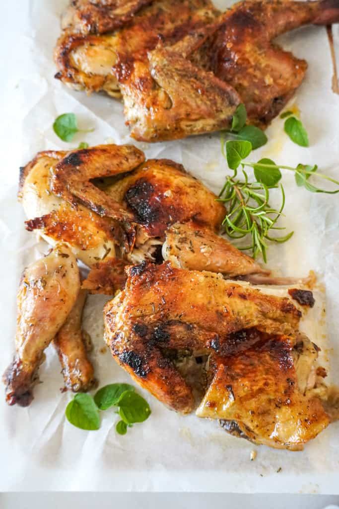 sliced cornish hens