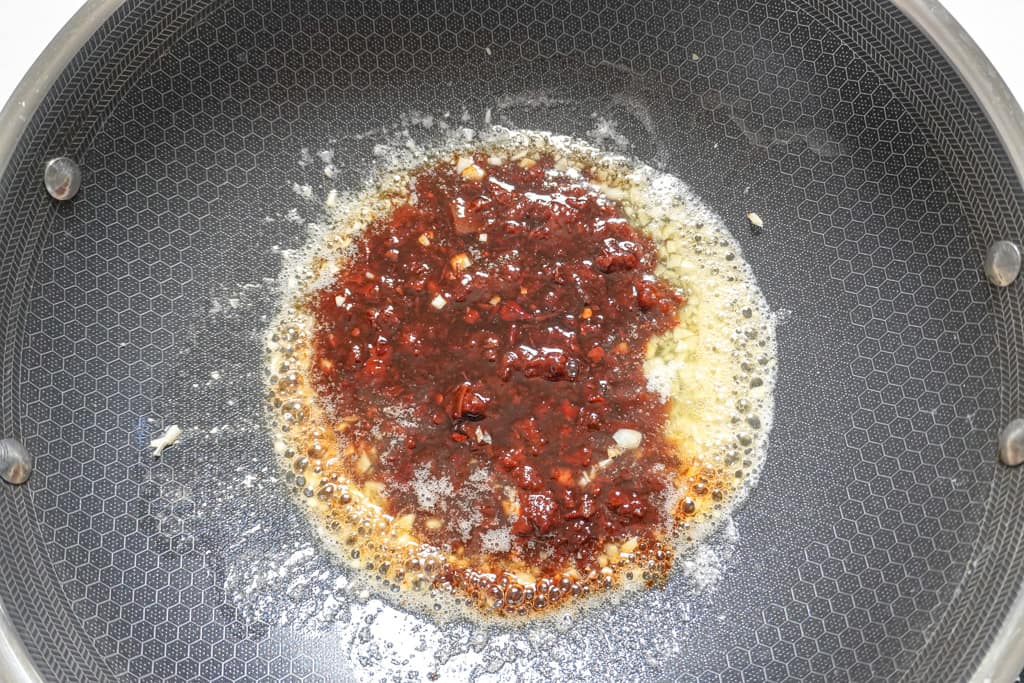 honey chipotle sauce in a skillet