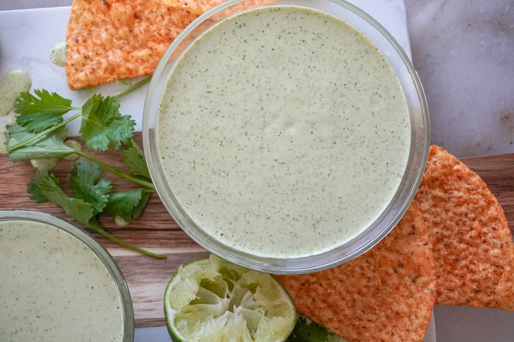 copycat chuys ranch dip with tortillas