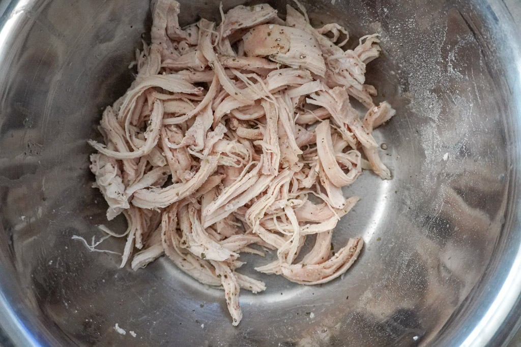 shredded chicken in a bowl