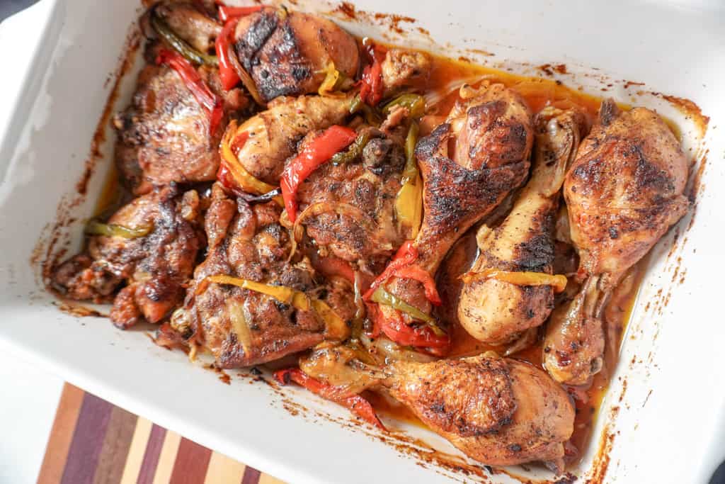 oven baked chicken in a casserole dish