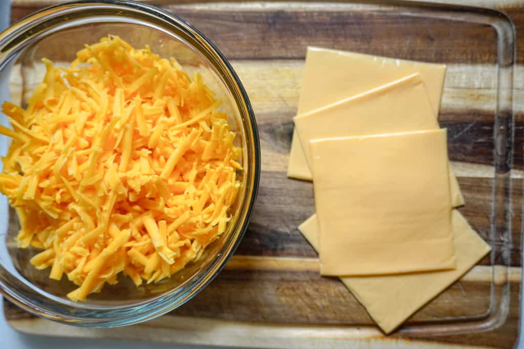 two types of cheese for cheeseburger sliders