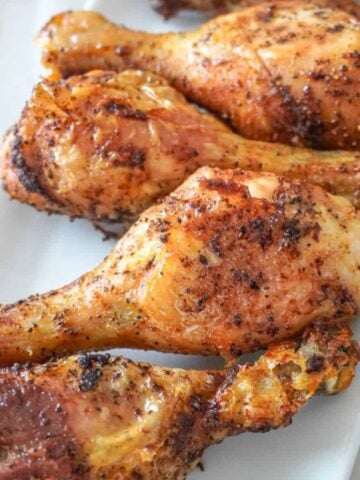plated air fryer chicken legs